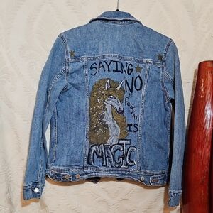 Custom Unicorn Jean Jacket, Old Navy Upcycle